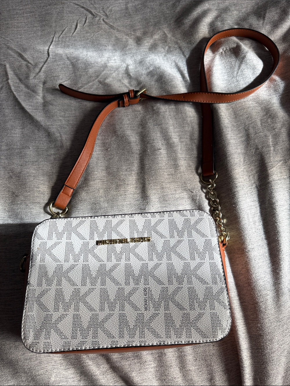 Michael Kors Jet Set Logo Crossbody Bag Vanilla/Acorn